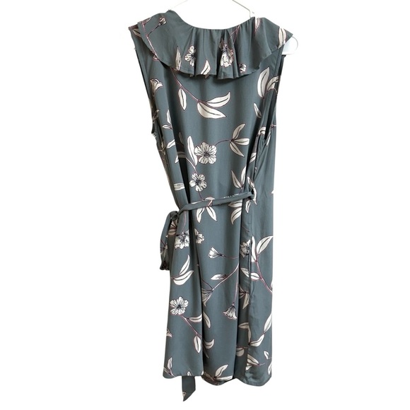 Roxy Rivello With You Sleeveless Floral Wrap Dress Women’s Size S Gray Ruffle - Picture 6 of 13